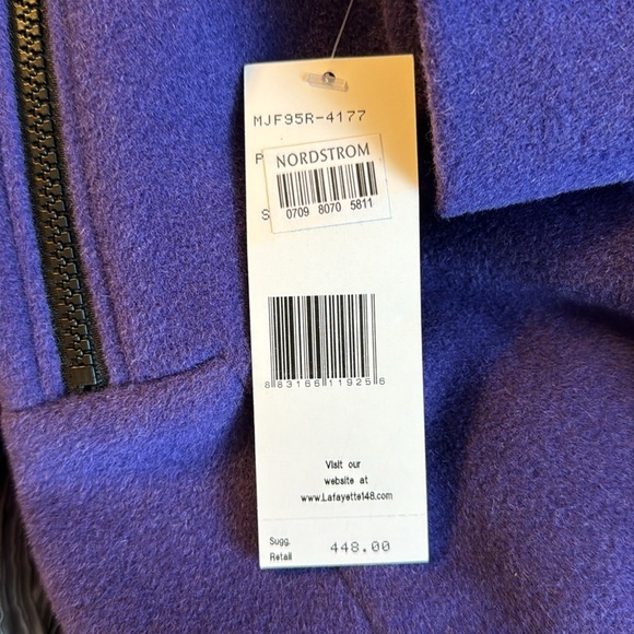NWT Lafayette 148 Purple Wool-Blend Mandarin Collar Evening Jacket sz 6 - Picture 13 of 14